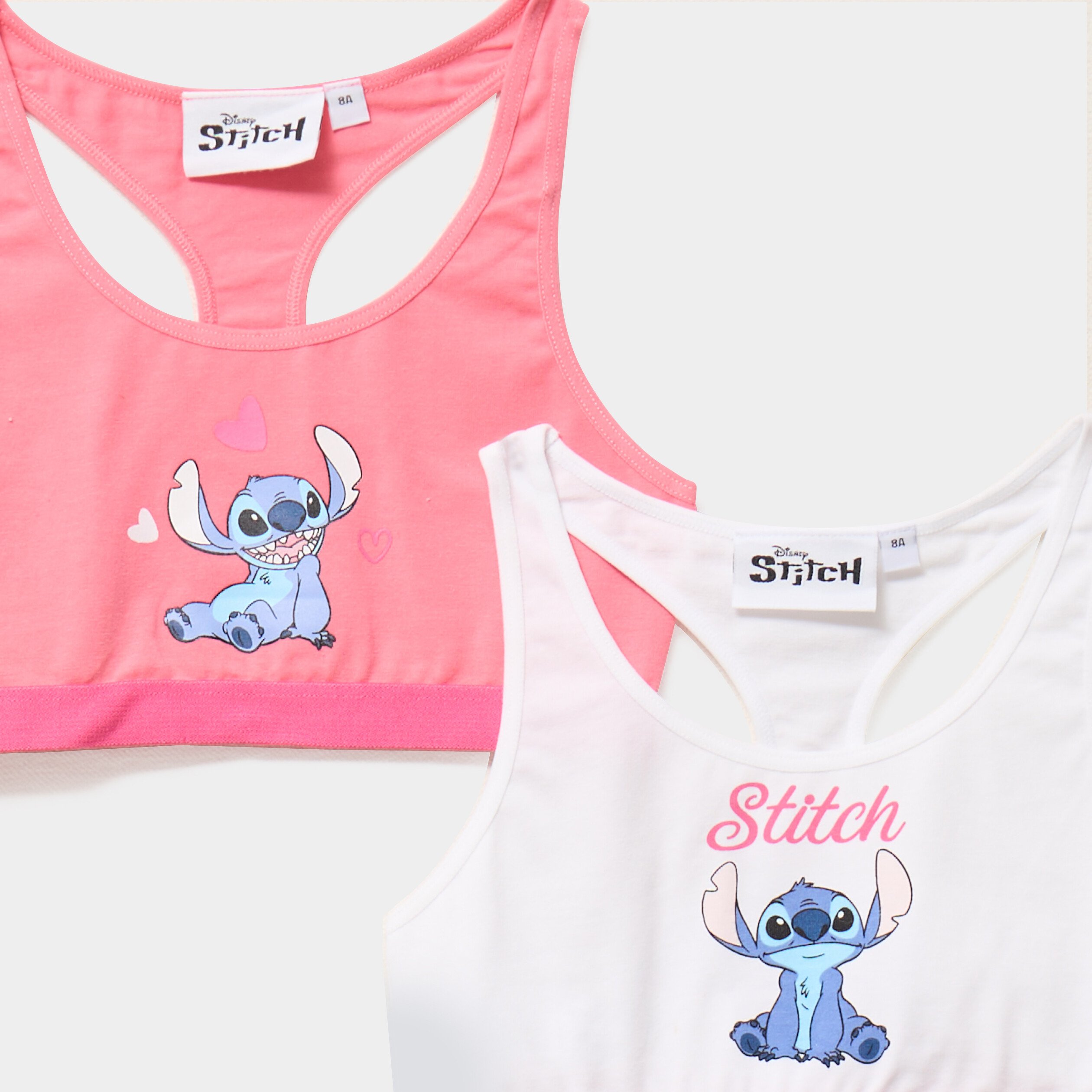 lot 2 brassieres dos nageur stitch rose fille Lot 2 brassières dos nageur Stitch rose fille