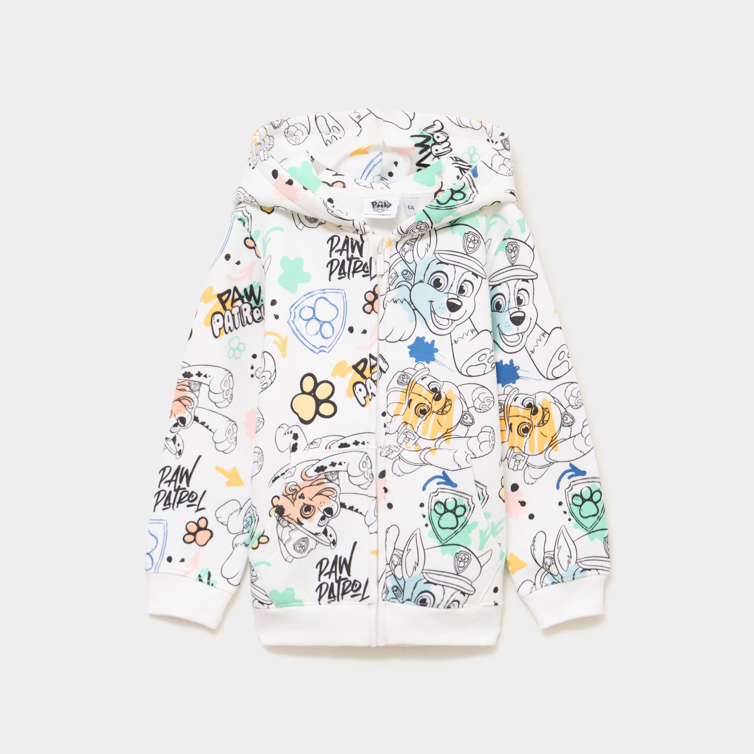 Sweat zipp&eacute; &agrave; capuche Pat Patrouille blanc gar&ccedil;on