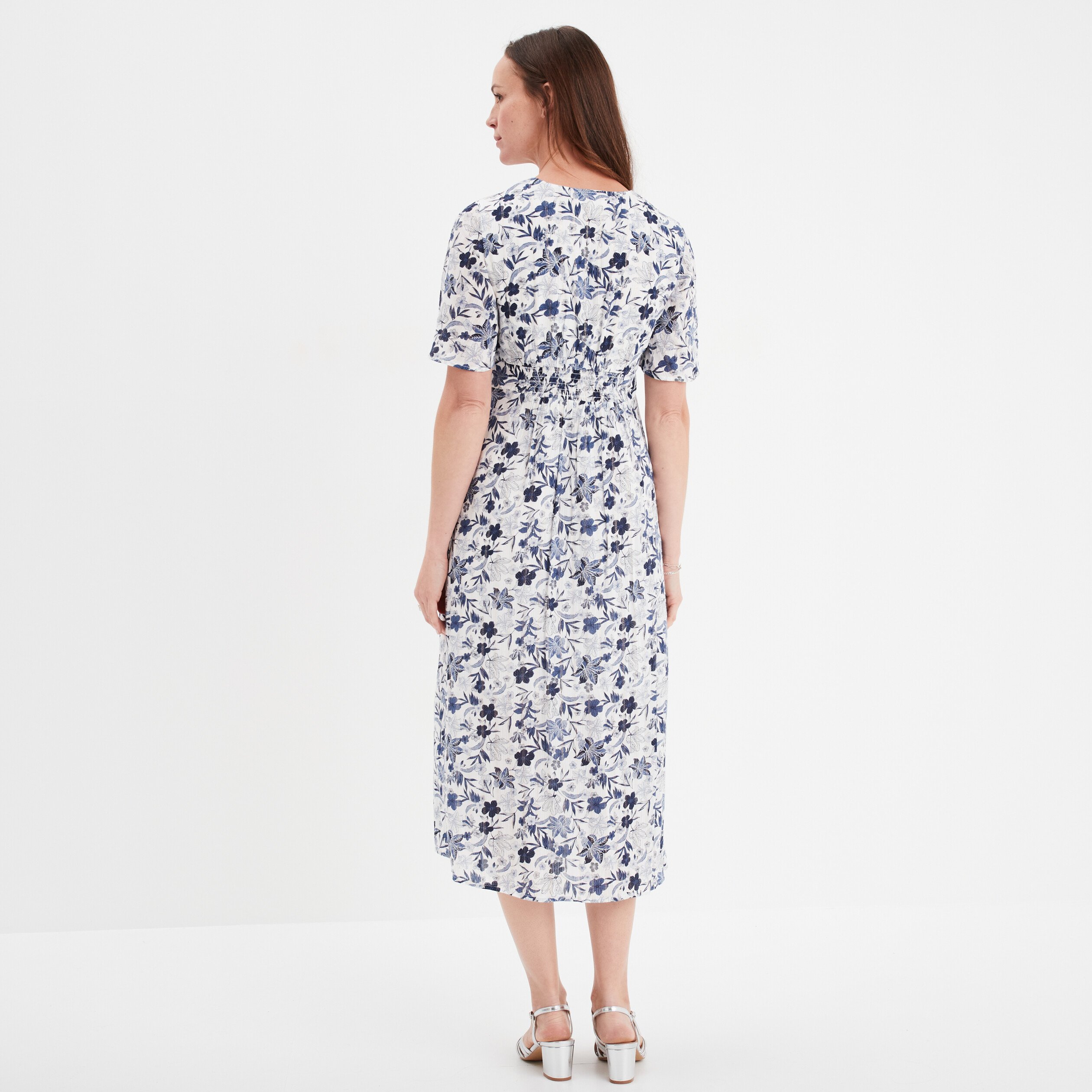 robe longue empire taille smockee creeks ecru femme Robe longue empire taille smockée Creeks ecru femme