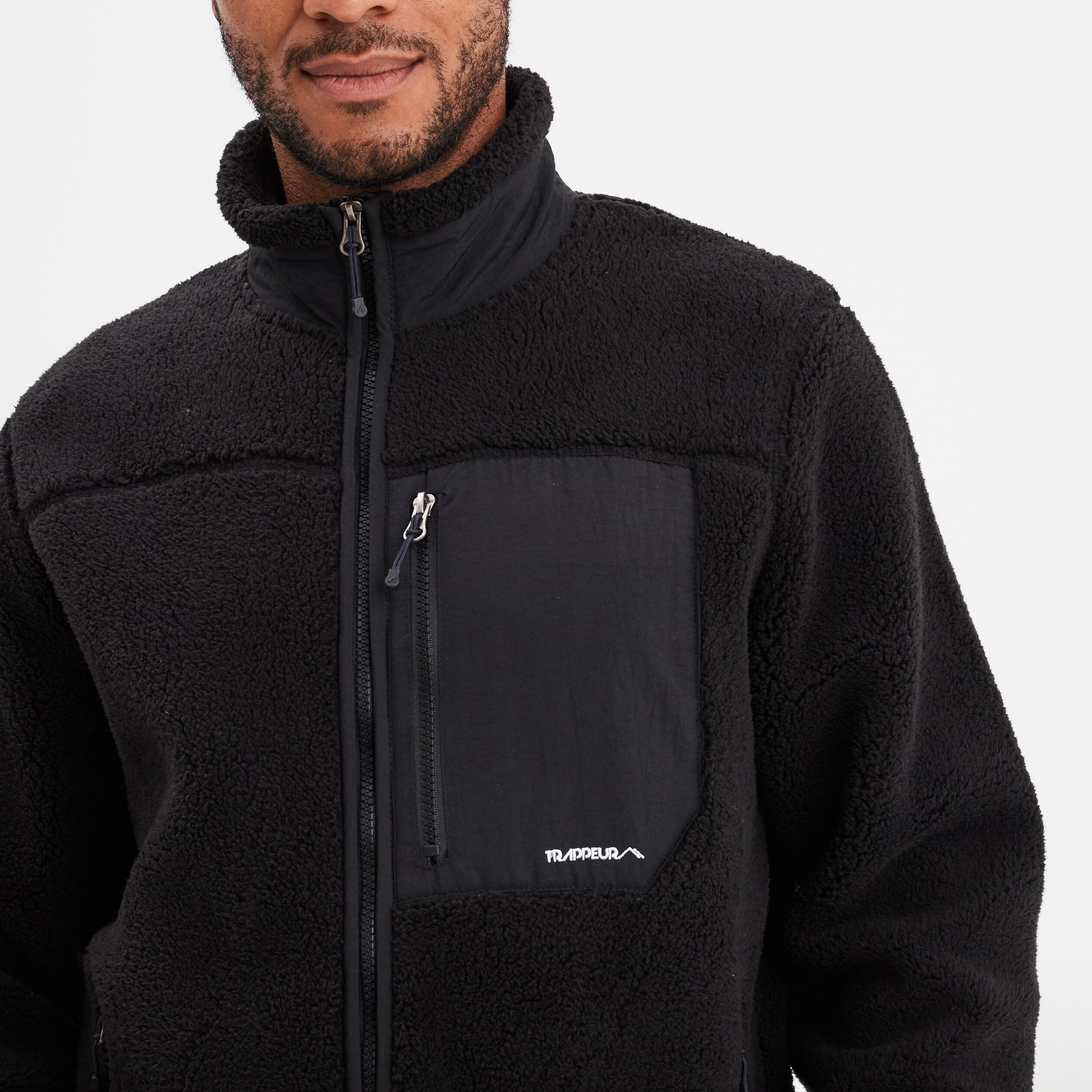 gilet effet sherpa zippe noir homme Gilet effet sherpa zippé noir homme