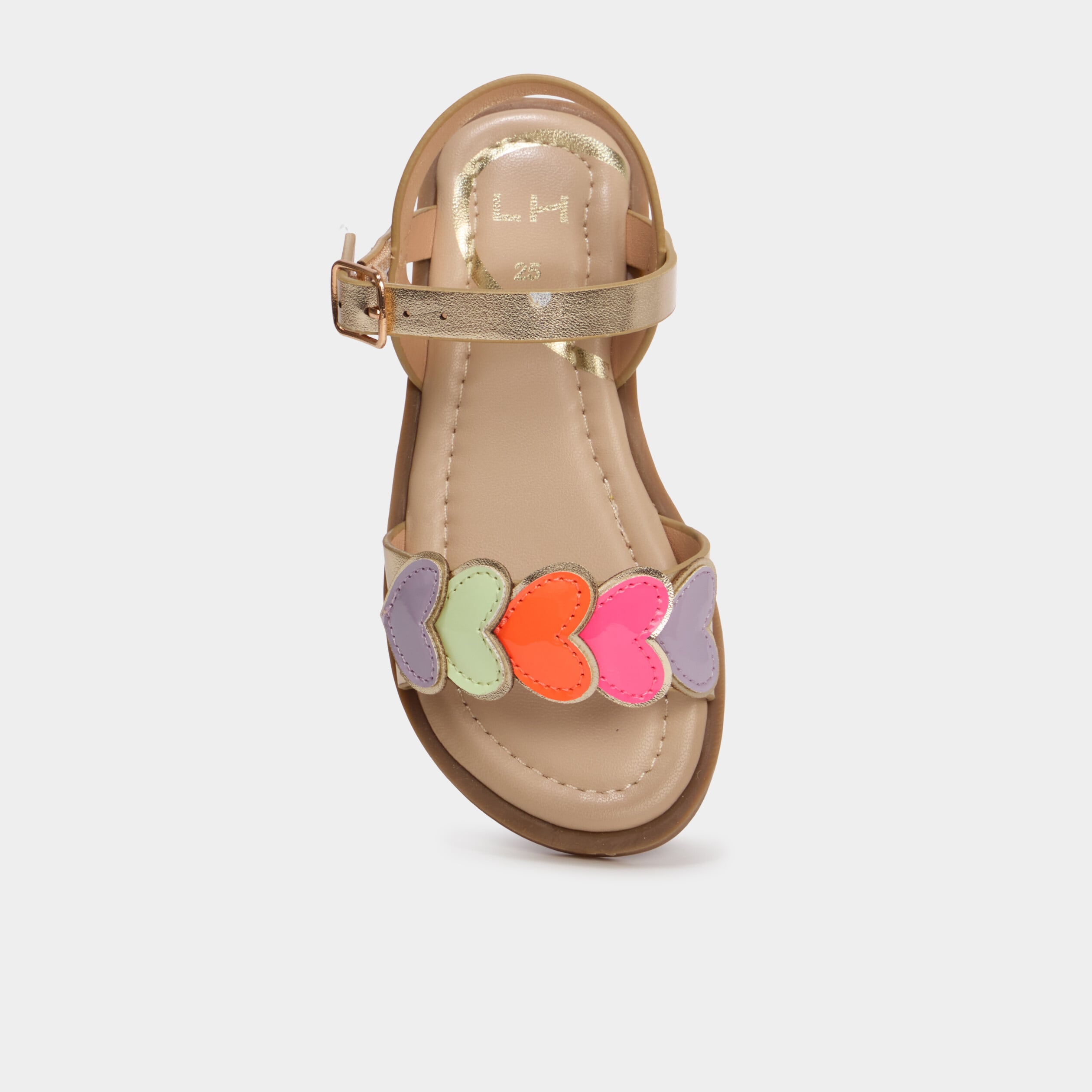Sandales avec d&eacute;tails coeurs jaune or fille