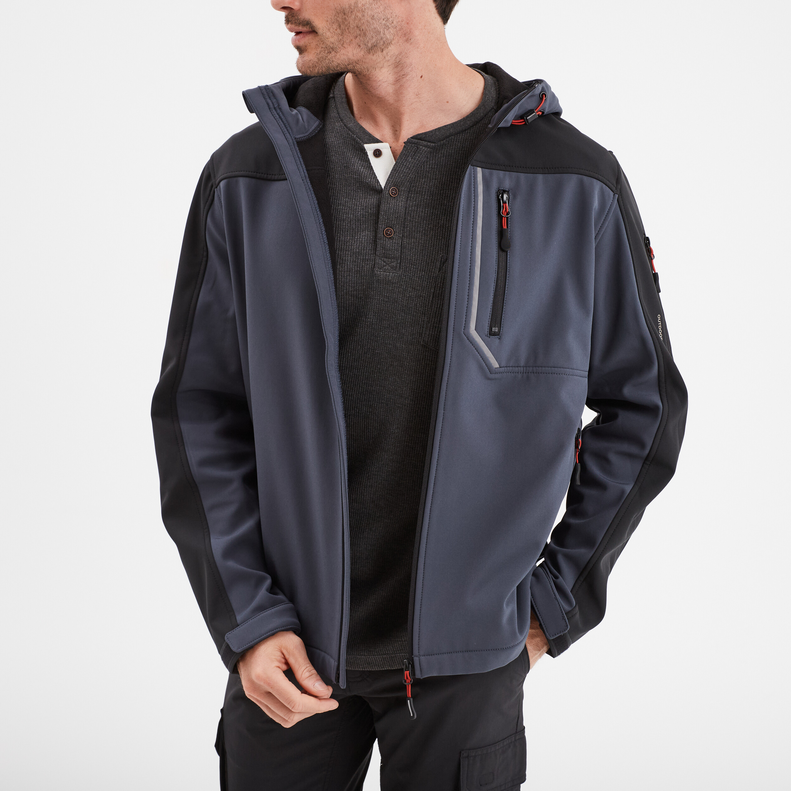 Veste &agrave; capuche d&eacute;perlante Trappeur bleu fonc&eacute; homme
