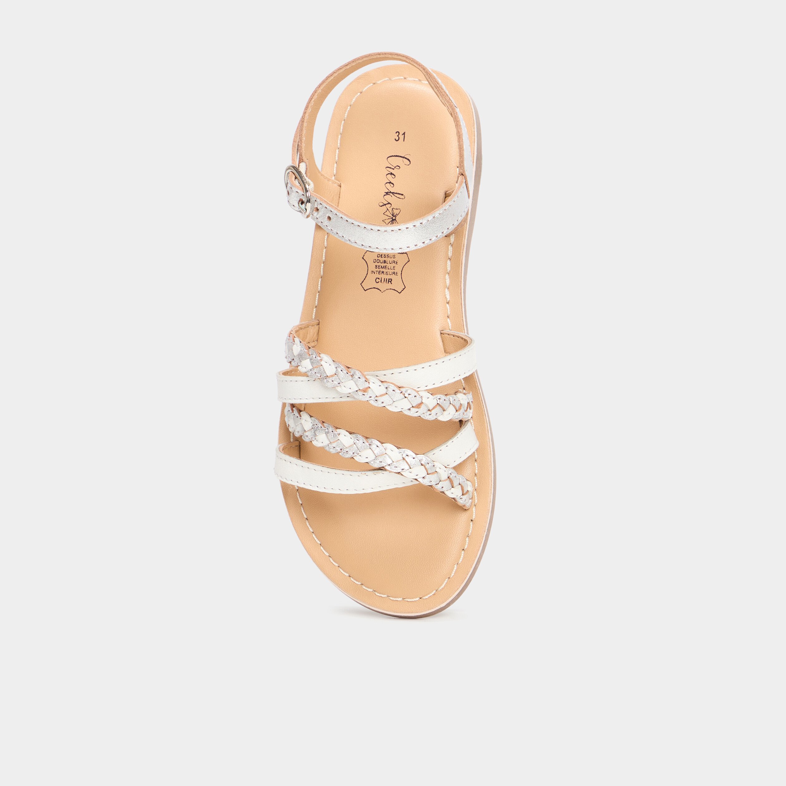 sandales plates en cuir blanc fille Sandales plates en cuir blanc fille