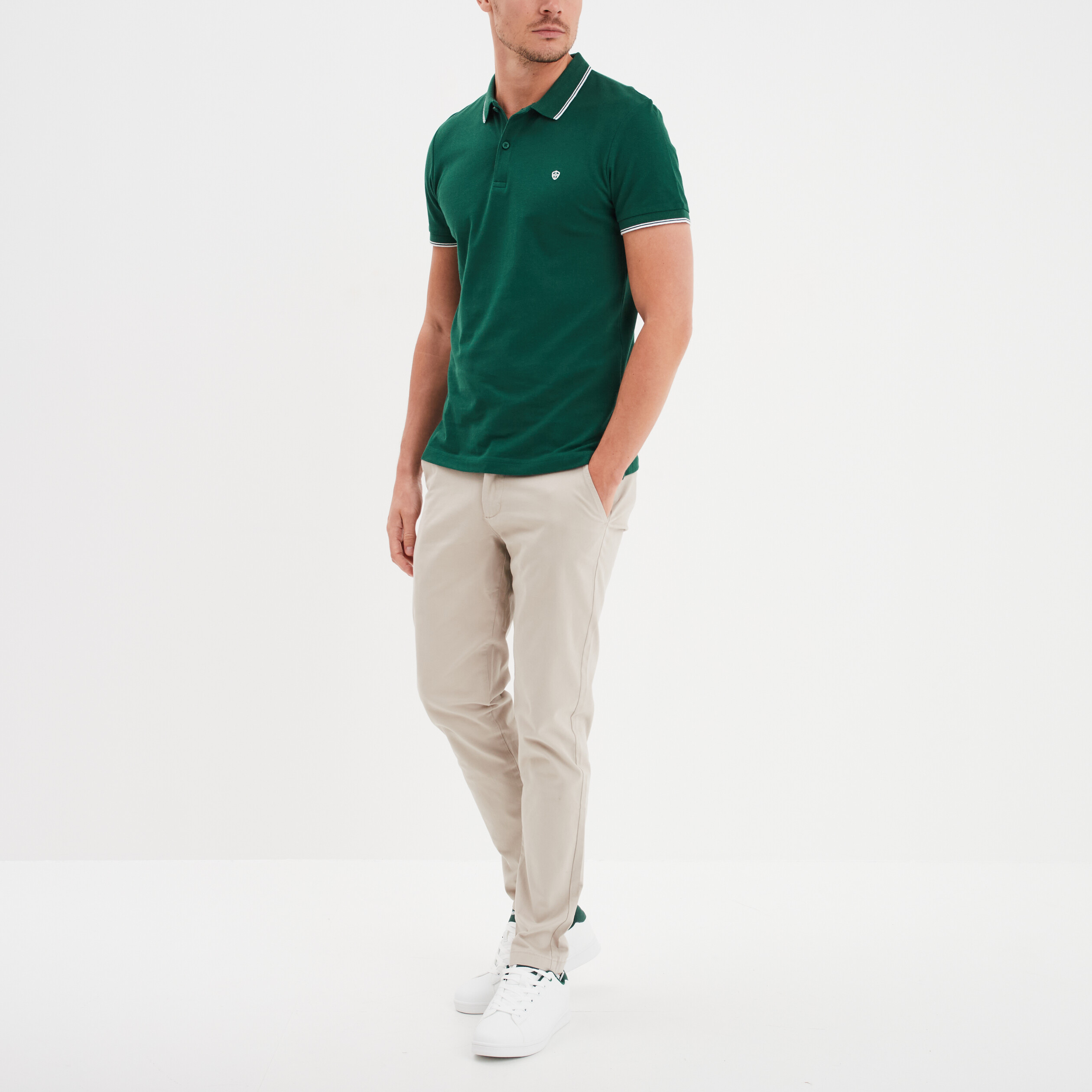 Pantalon chino slim coton sable homme