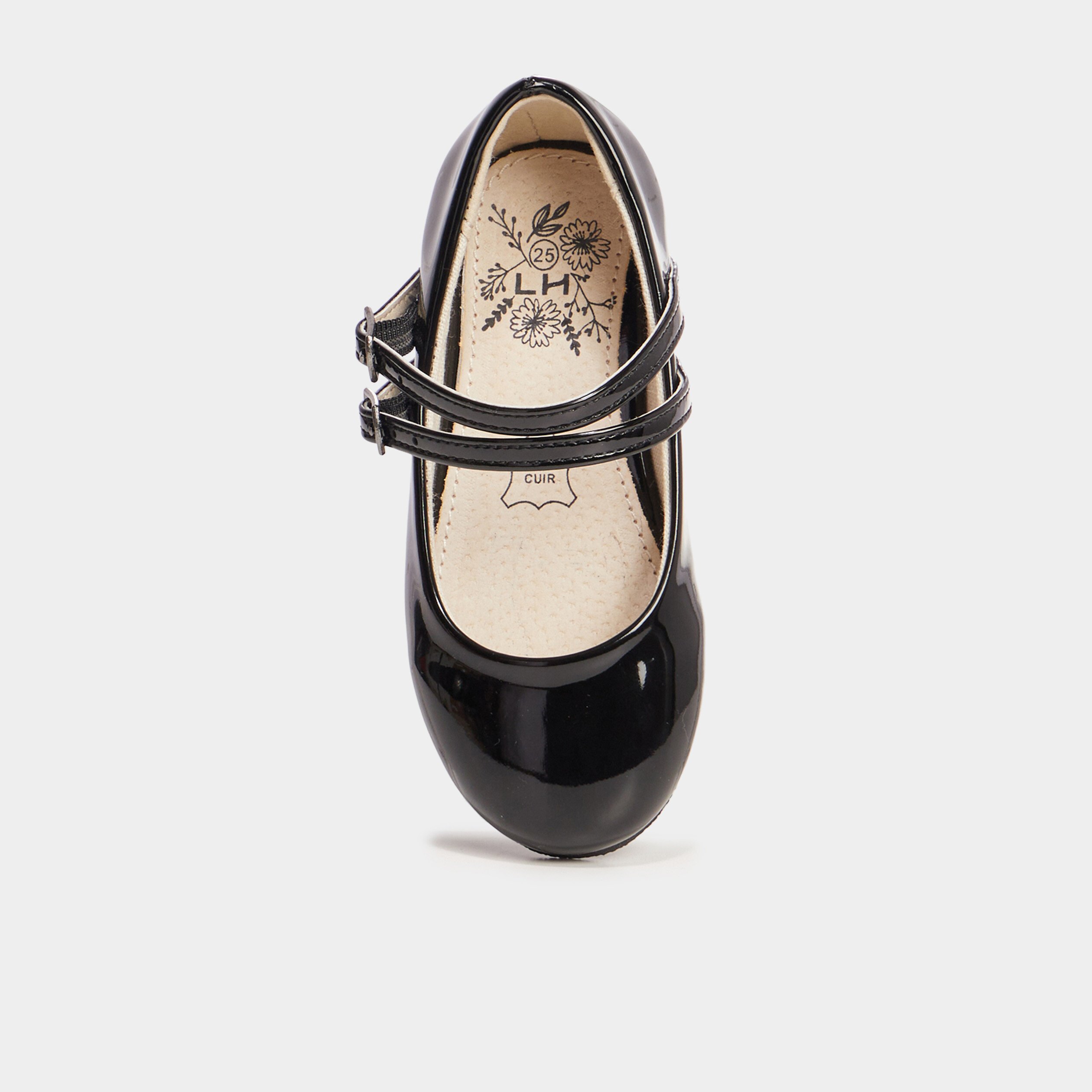 Ballerines vernies à bout rond noir fille