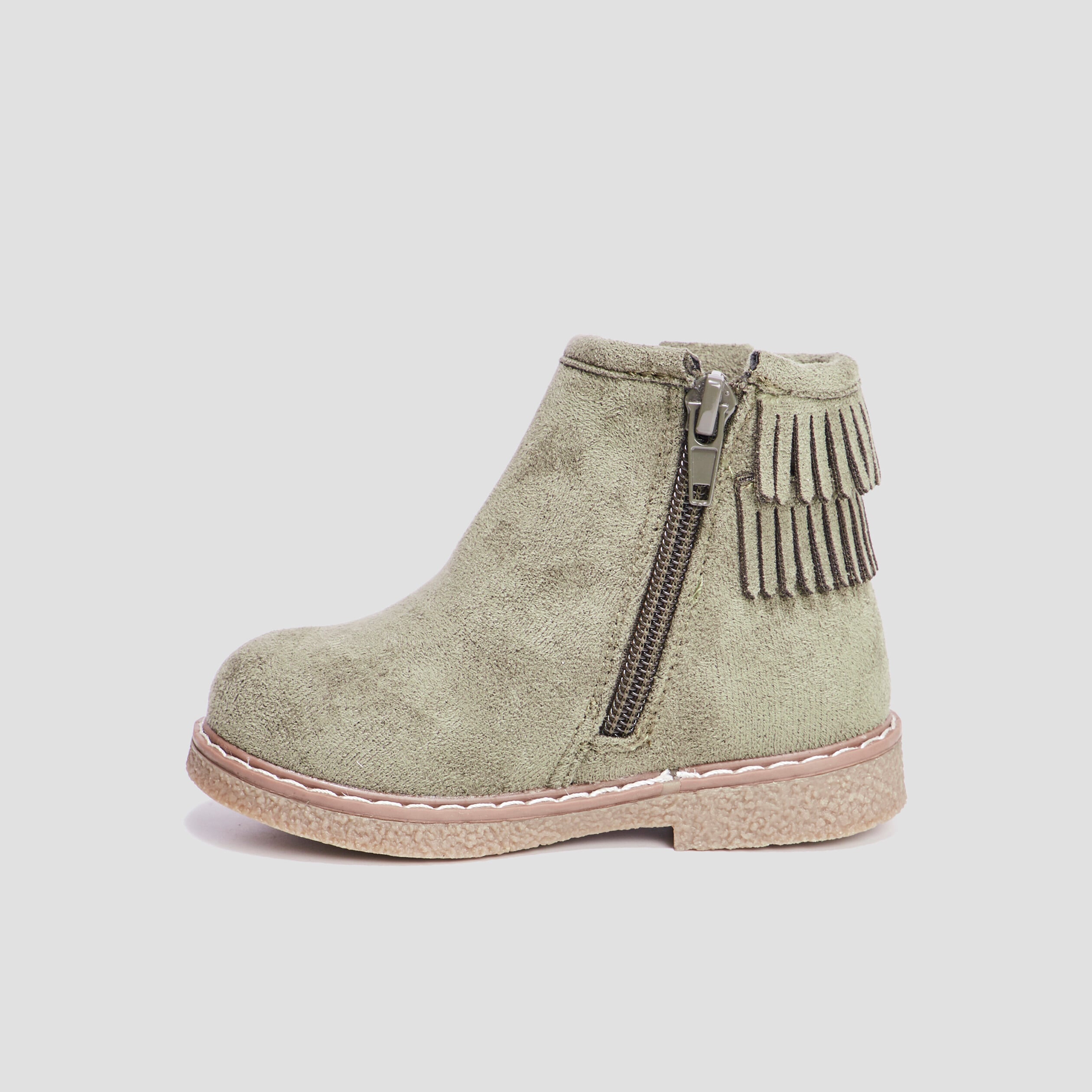 Bottines franges vert kaki b&eacute;b&eacute; fille