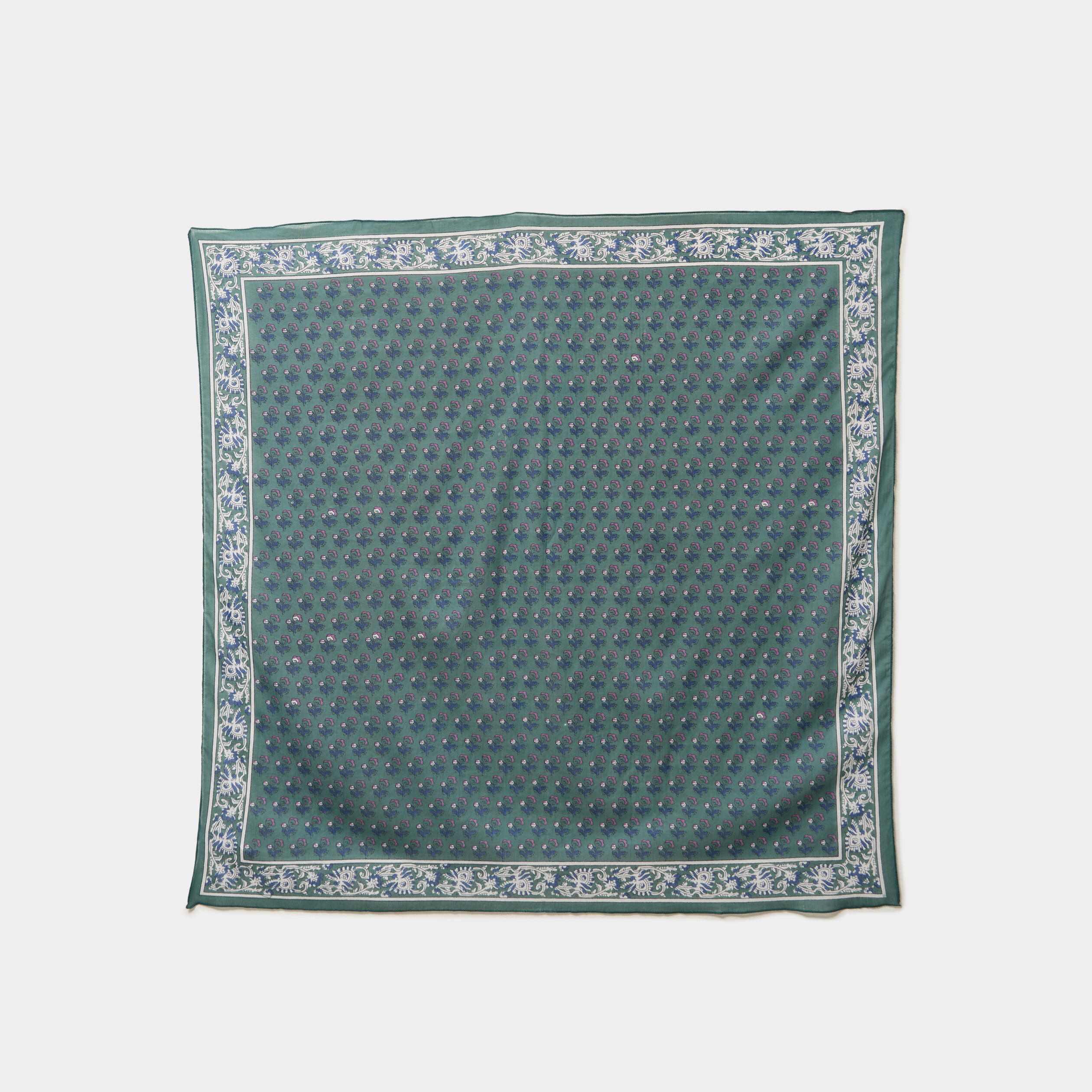 Foulard carr&eacute; coton vert femme